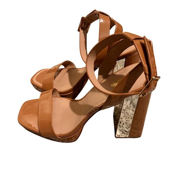 Aldo Priyah Strappy Patent Leather Cognac Block Chunky Block Heel, NWOT, size 11 - Picture 4 of 8